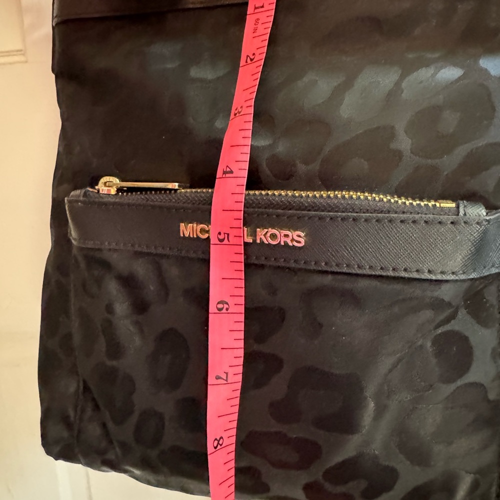Michael Kors Morgan Leopard Nylon & Leather Medium Messenger Crossbody Bag - Picture 13 of 17